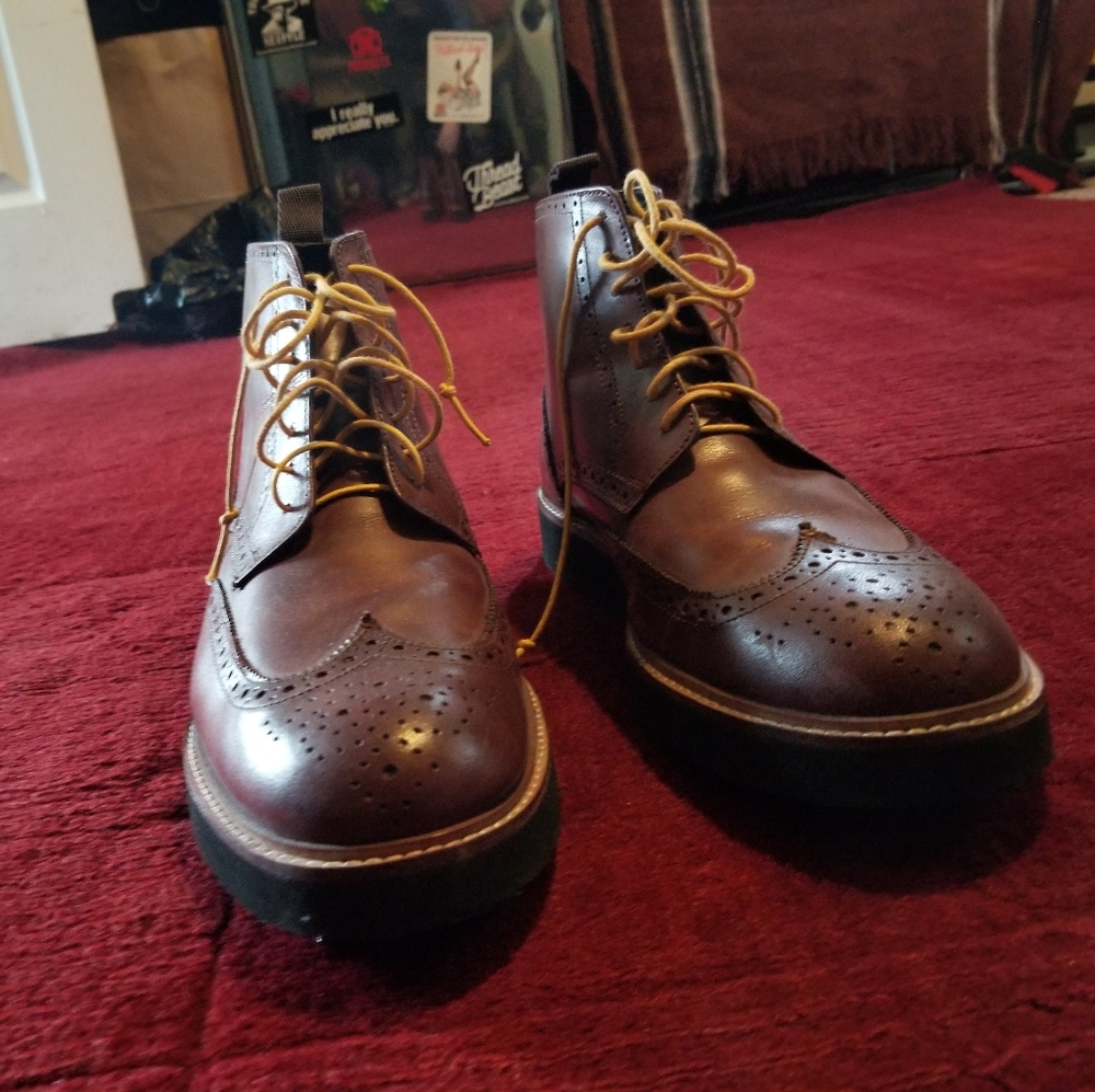 Ox blood wingtip boots